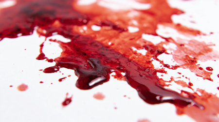 splashes of blood on a white background close-up. macroの素材