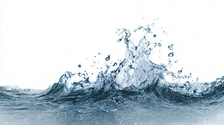 Water splash isolated on white background. Blue water splashes isolated on white backgroundの素材