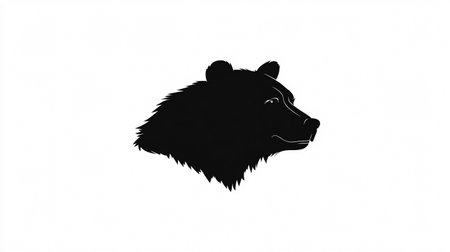 Brave Bear Head Silhouette Isolated on White Backgroundの素材