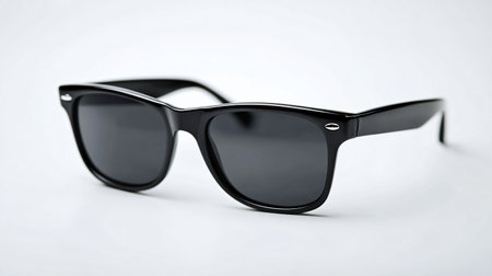 Stylish Black Sunglasses on White Background for Fashionable Lookの素材