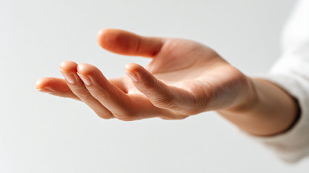 Close-Up of Woman's Hand Reaching Out in Hopeful Gestureの素材