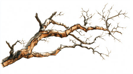 Cracked Bark Dead Tree Branches Isolated Nature Backgroundの素材