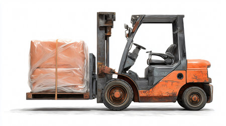 Professional Forklift with Load on White Background for Industrial Useの素材