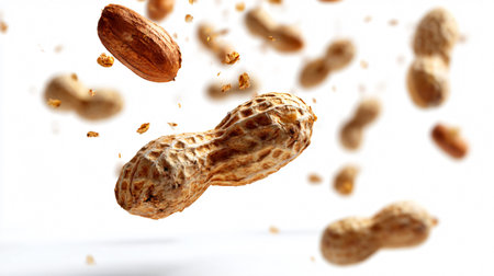 Falling Peanut Isolated on White Background - Professional Food Photographyの素材
