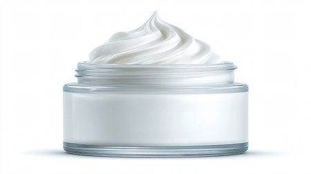Luxurious White Cosmetic Cream on Clean White Backgroundの素材