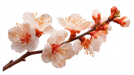 Beautiful Tree Branch Flower Isolated White Backgroundの素材