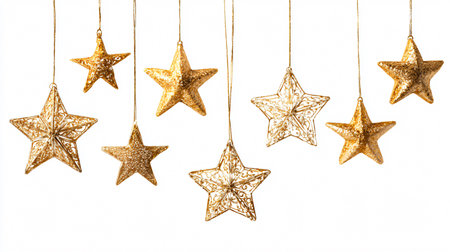Elegant Golden Christmas Decoration Stars Hanging Cut Outの素材