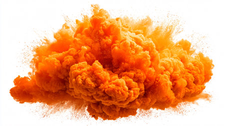 Vibrant Orange Holi Paint Color Explosion Smoke Backgroundの素材