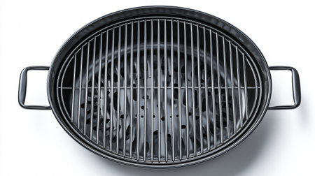 Professional Empty Round Grill Isolated on White Background for Food Photographyの素材