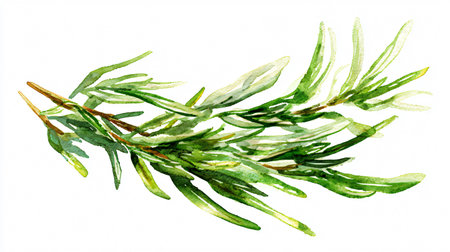 Vibrant Rosemary in Watercolor Style Isolated on White Backgroundの素材