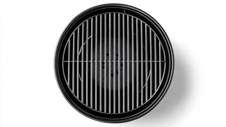 Professional Empty Round Grill Isolated on White Background for Food Photographyの素材