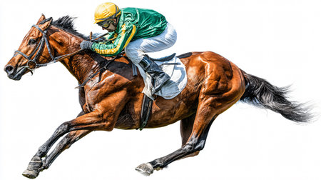 Elegant Horse Racer Isolated on White Background for Design Projectsの素材