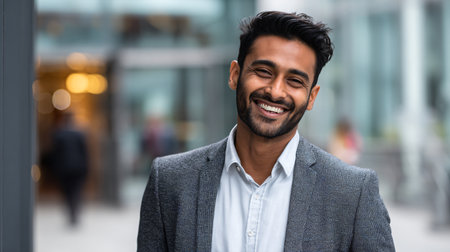Professional Indian Businessman Smiling in Happinessの素材