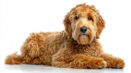 Professional Golden Doodle Dog on White Background for Stock Photosの素材