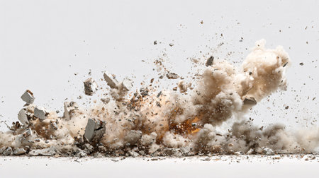Concrete Debris Exploding in Mid-air - Powerful Destruction and Movement Conceptの素材