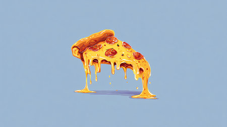 Delicious Hot Pizza Slice with Dripping Melted Cheeseの素材