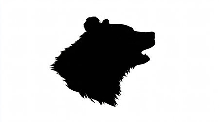 Brave Bear Head Silhouette Isolated on White Backgroundの素材