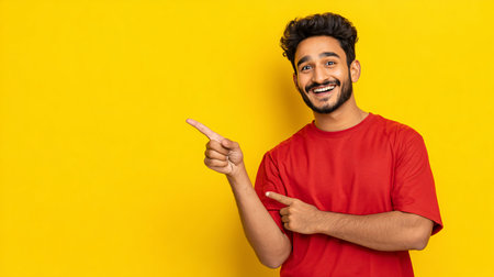 Excited and Happy Young Indian Man Student in Positive Lightの素材