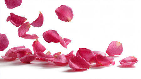 Elegant Flying Pink Petals on White Backgroundの素材