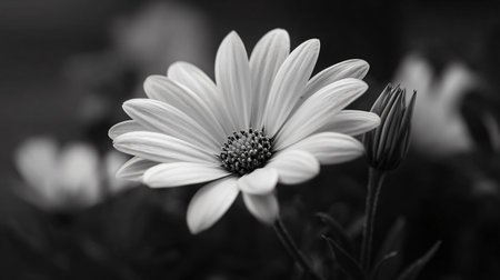 Elegant Monochrome Daisy Flower Photographyの素材