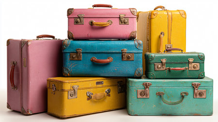 Vintage Leather Suitcase Collection for Travel Enthusiastsの素材
