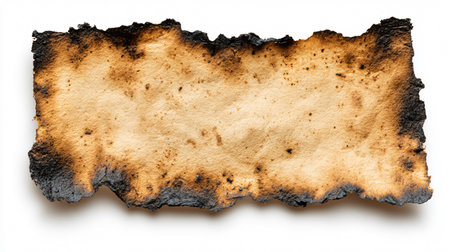 Burnt Paper on White Background: Creative Design Element for Graphic Projectsの素材