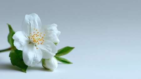 Elegant Small White Jasmine Flower Arrangement on Left Sideの素材