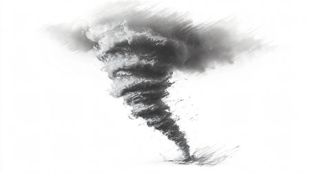 Realistic Tornado Illustration on White Background for Graphic Design Projectsの素材