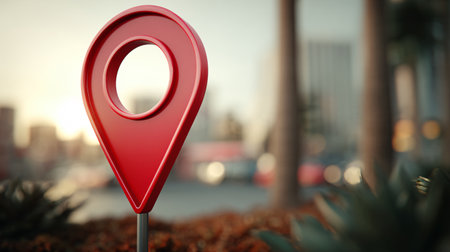 Professional Red Geolocation 3D Render Sign for Location Services Usageの素材