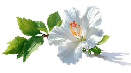 Exquisite White Tropical Flower Watercolor Illustration for Design Projectsの素材