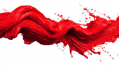 Vibrant Red Line of Paint on White Background - Artistic Illustration for Design Projectsの素材
