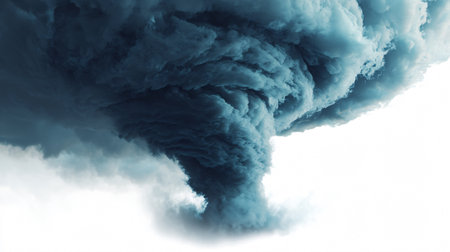 Powerful Hurricane Tornado on White Background for Graphic Design Projectsの素材