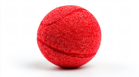 Vibrant Red Ball Toy for Dog Isolated on White Backgroundの素材