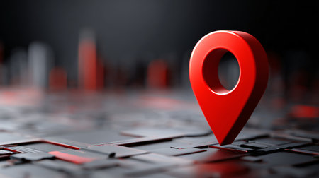 Professional Red Geolocation 3D Render Sign for Location Services Usageの素材