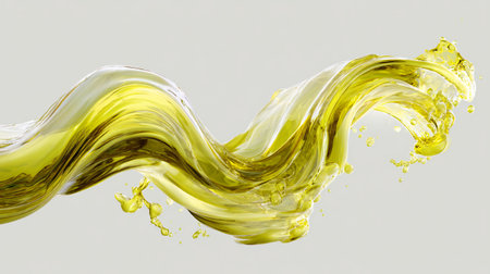 Elegant Cooking Olive Oil Swirl Splash Isolated in Pale Yellowの素材