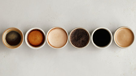 Variety of Coffees on White Background - Professional High-Quality Imageの素材