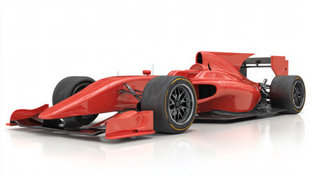 Professional Red Formula Car Isolated on White Backgroundの素材