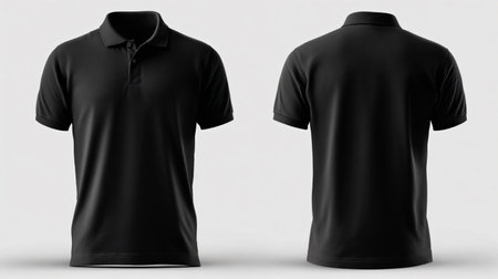 Professional Plain Black Polo Shirt Mockup for Design Front and Rear Viewの素材