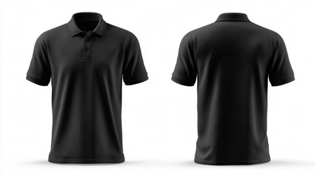 Professional Plain Black Polo Shirt Mockup for Design Front and Rear Viewの素材