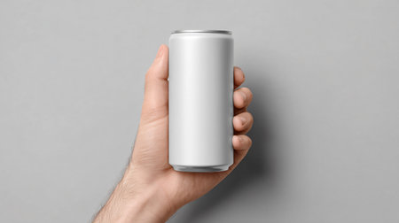 Professional Blank White Can Mockup Held by Hand - Versatile Marketing Visual for Brandingの素材