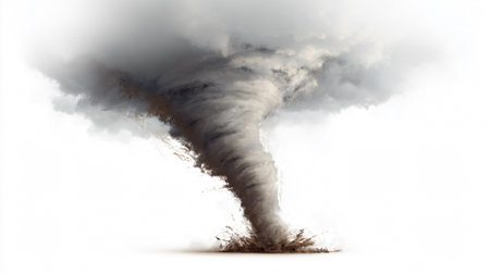 Powerful Hurricane Tornado on White Background for Graphic Design Projectsの素材