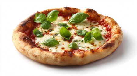 Artisanal Wood-Fired Pizza with Mozzarella Basil Toppingの素材