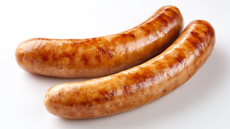 Boiled Pork Sausage Isolated on White Background  Professional Food Photographyの素材