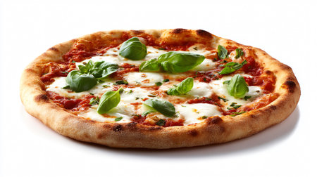 Artisanal Wood-Fired Pizza with Mozzarella Basil Toppingの素材