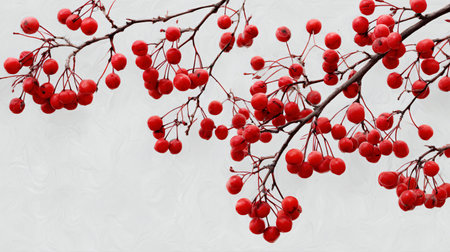 Vibrant Red Berries Branches on White Background for Creative Design Projectsの素材