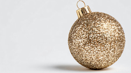 Elegant Glitter Gold Bauble Christmas Decoration on White Backgroundの素材
