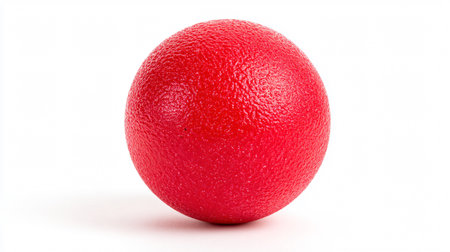 Vibrant Red Ball Toy for Dog Isolated on White Backgroundの素材