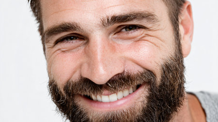 Smiling Man in Closeup Portrait with Bristle in 30sの素材