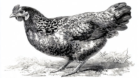 Hand Drawn Ink Illustration of Domestic Chicken Farm Poultryの素材