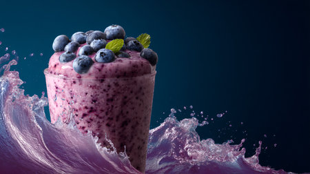 Delicious Blueberry Smoothies Frappe with Juice - Refreshing and Healthy Beverage Imageの素材